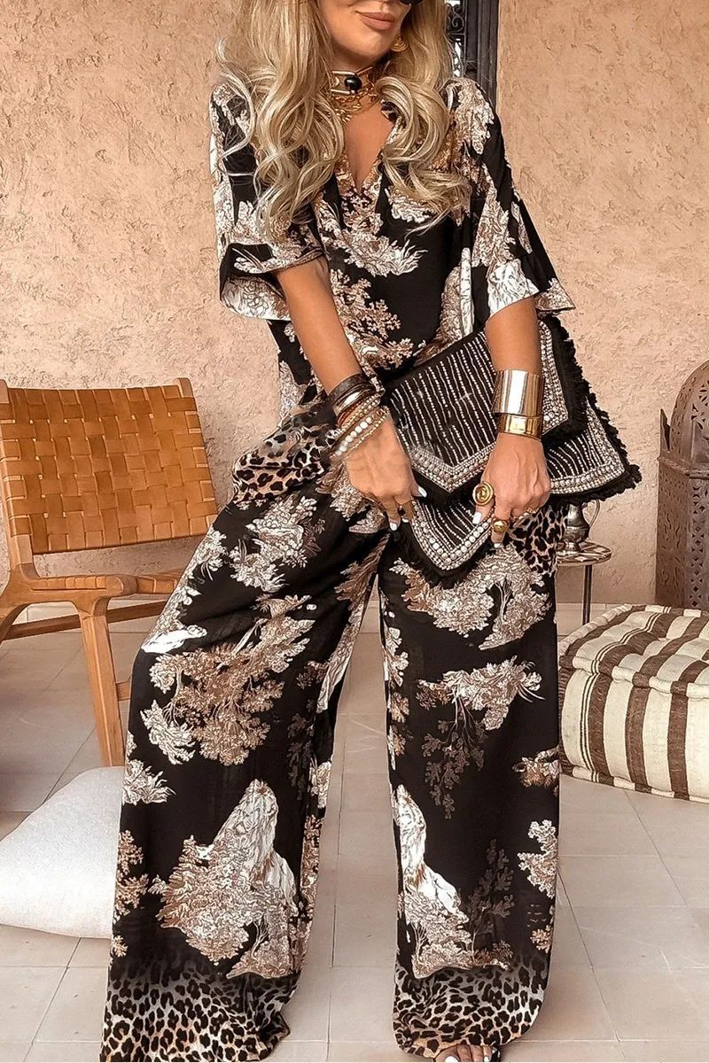 Ensemble Alexis top col V et pantalon large