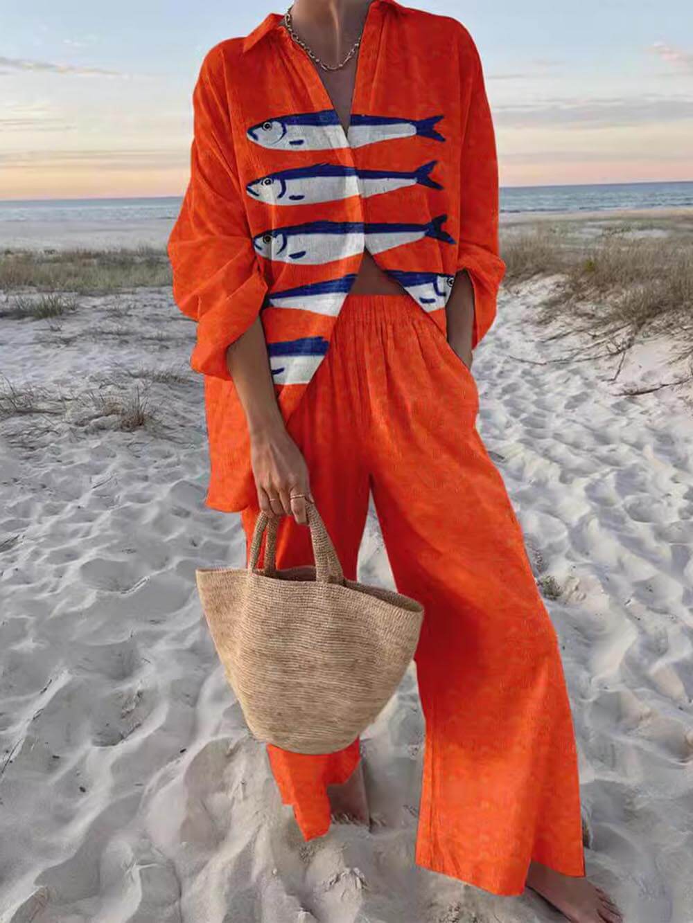 Ensemble chemise oversize et pantalon large Elaine