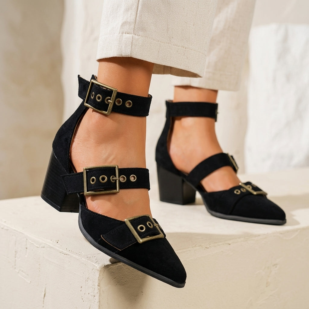 Talons hauts Vivienne en daim à boucle