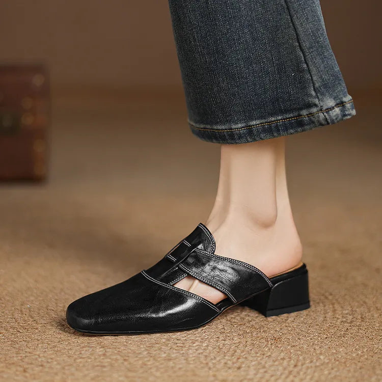 Mules en cuir véritable