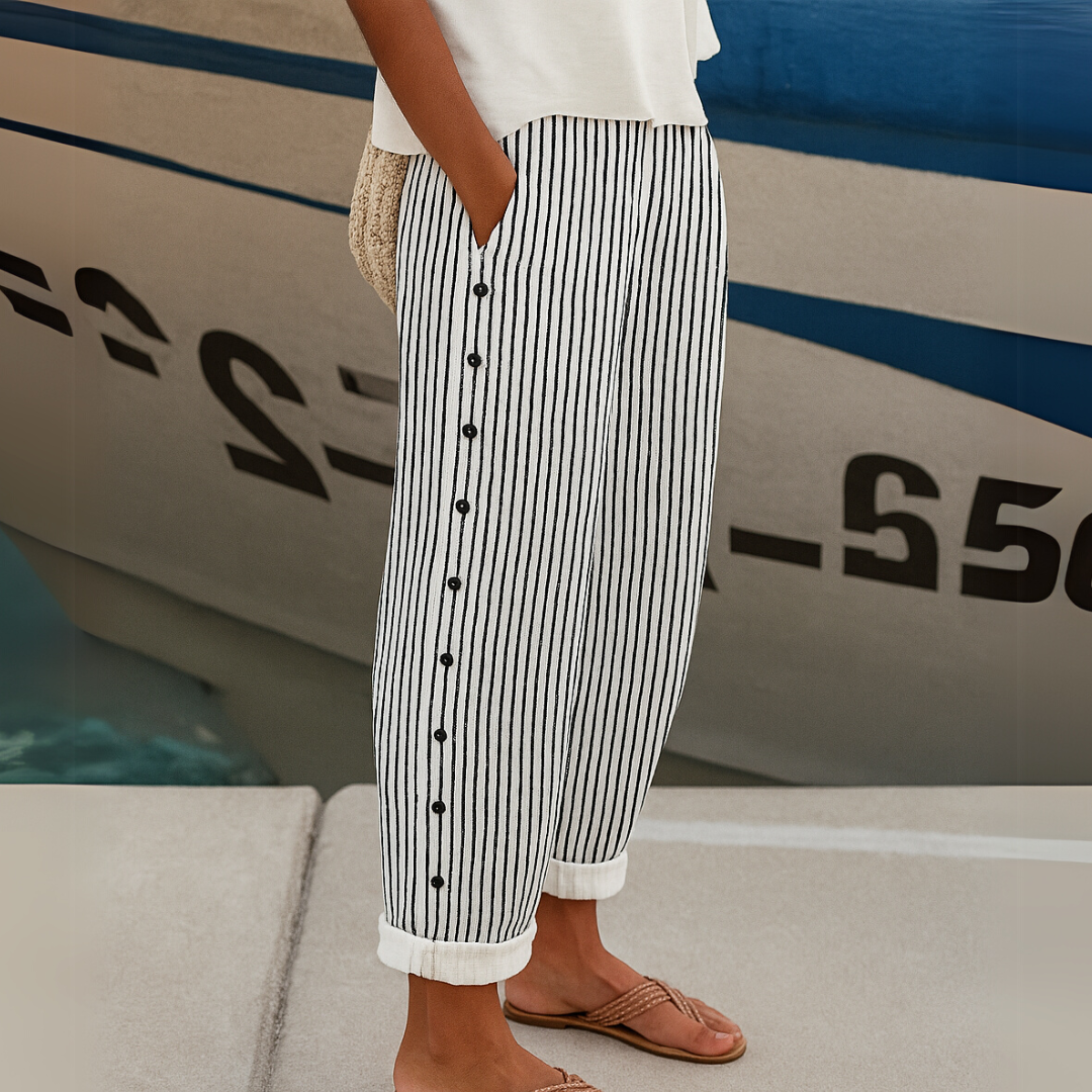 Diane - Pantalon boutonné rayé Seabreeze