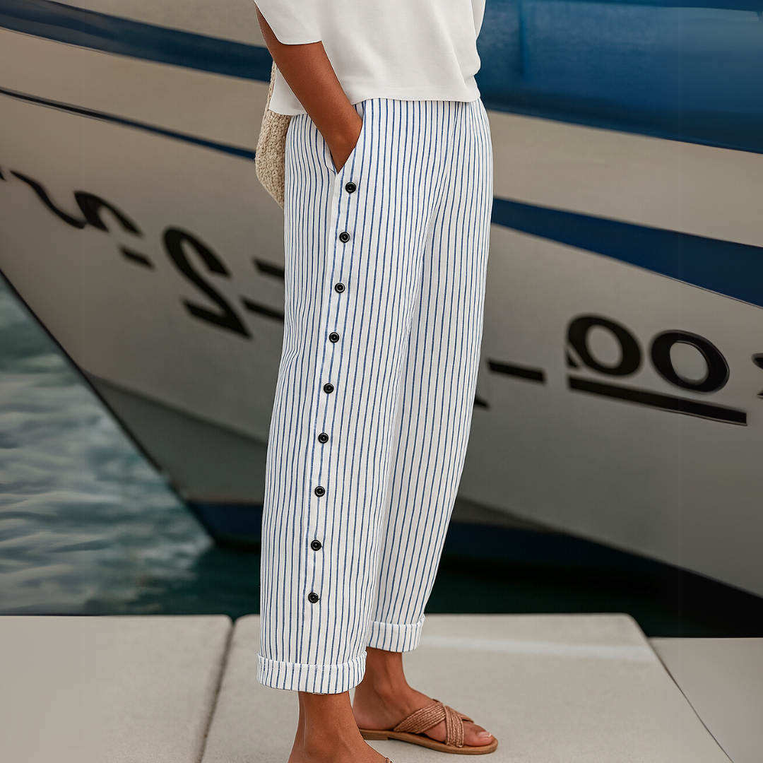 Diane - Pantalon boutonné rayé Seabreeze
