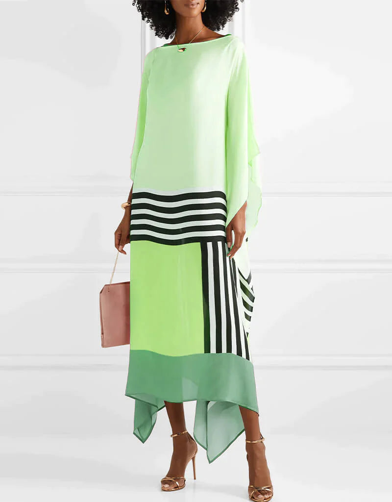 Xyrelvyn – Robe longue color-block élégante