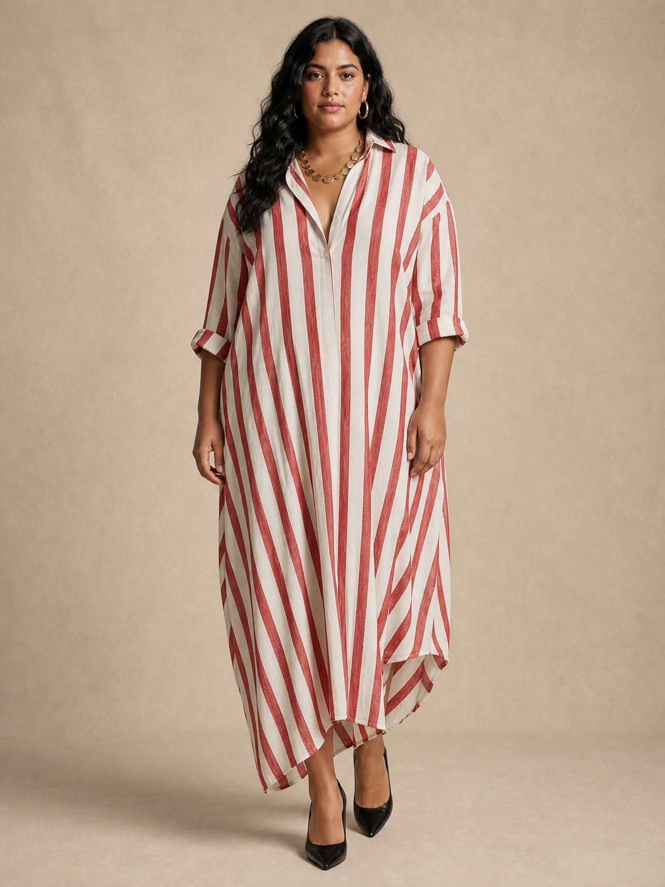 Robe longue oversize Liora à rayures