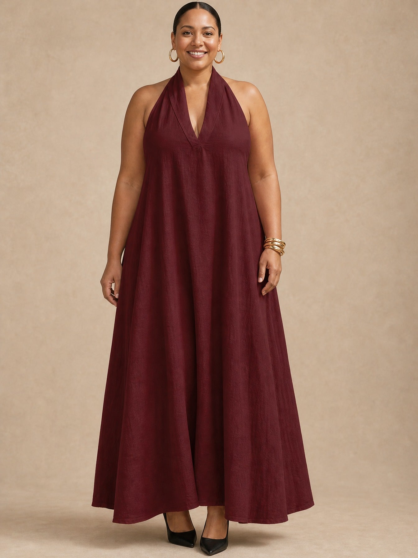 Robe longue Aveline à dos nu