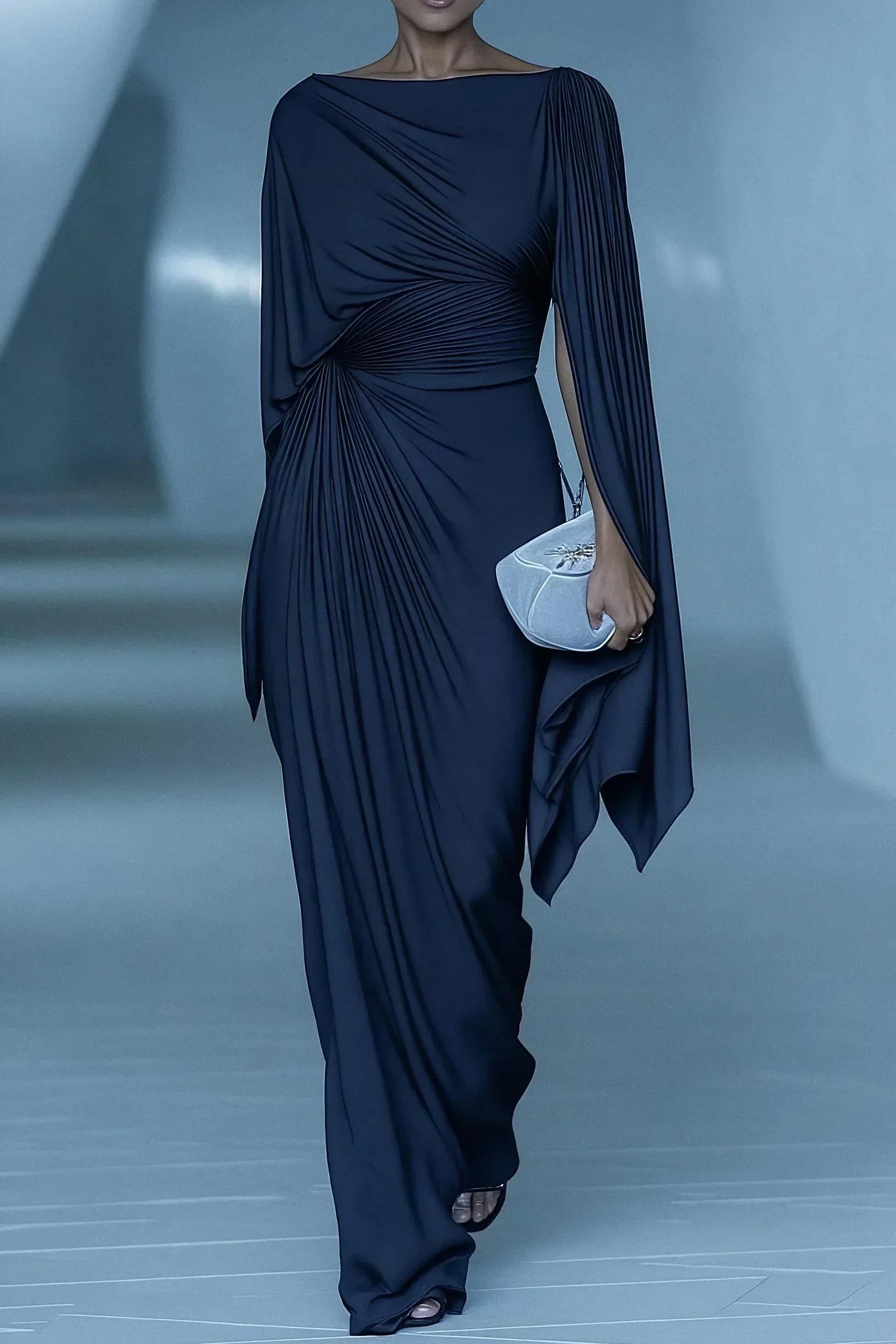 Lyssa – Pleated Drape Maxi Dress