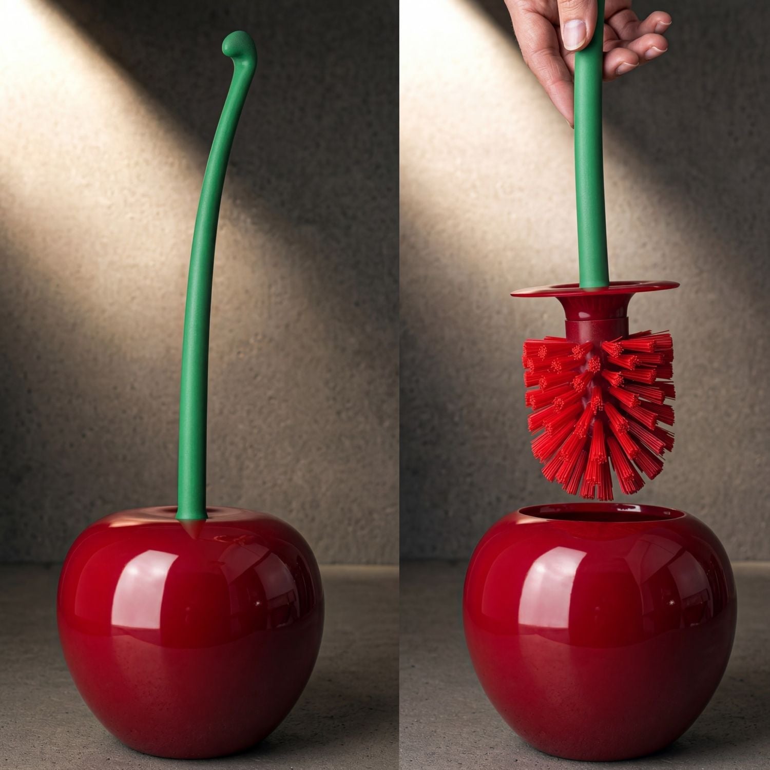 Ensemble brosse de toilette cerise