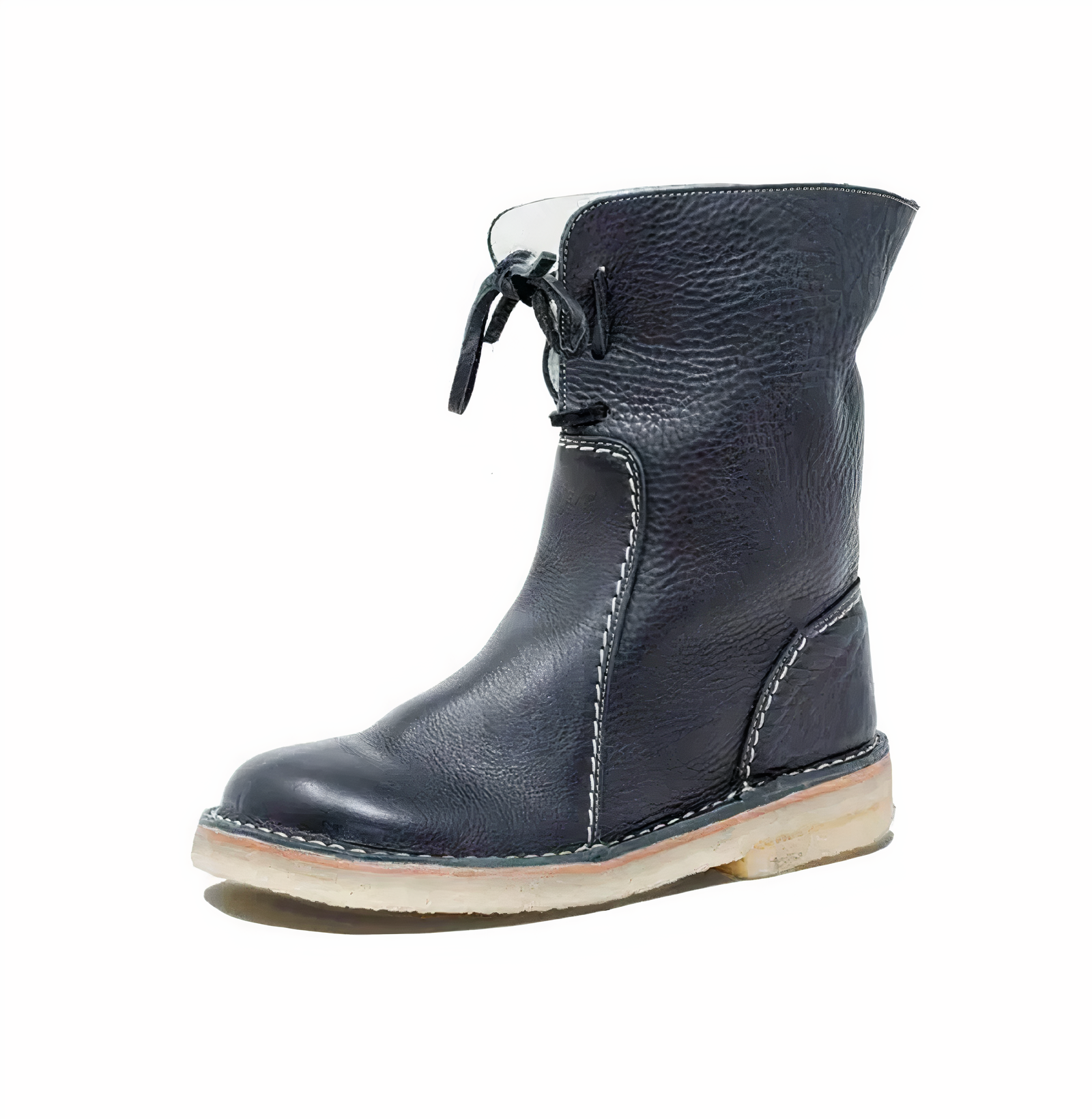 Bottes mi-mollet décontractées en cuir pour femmes