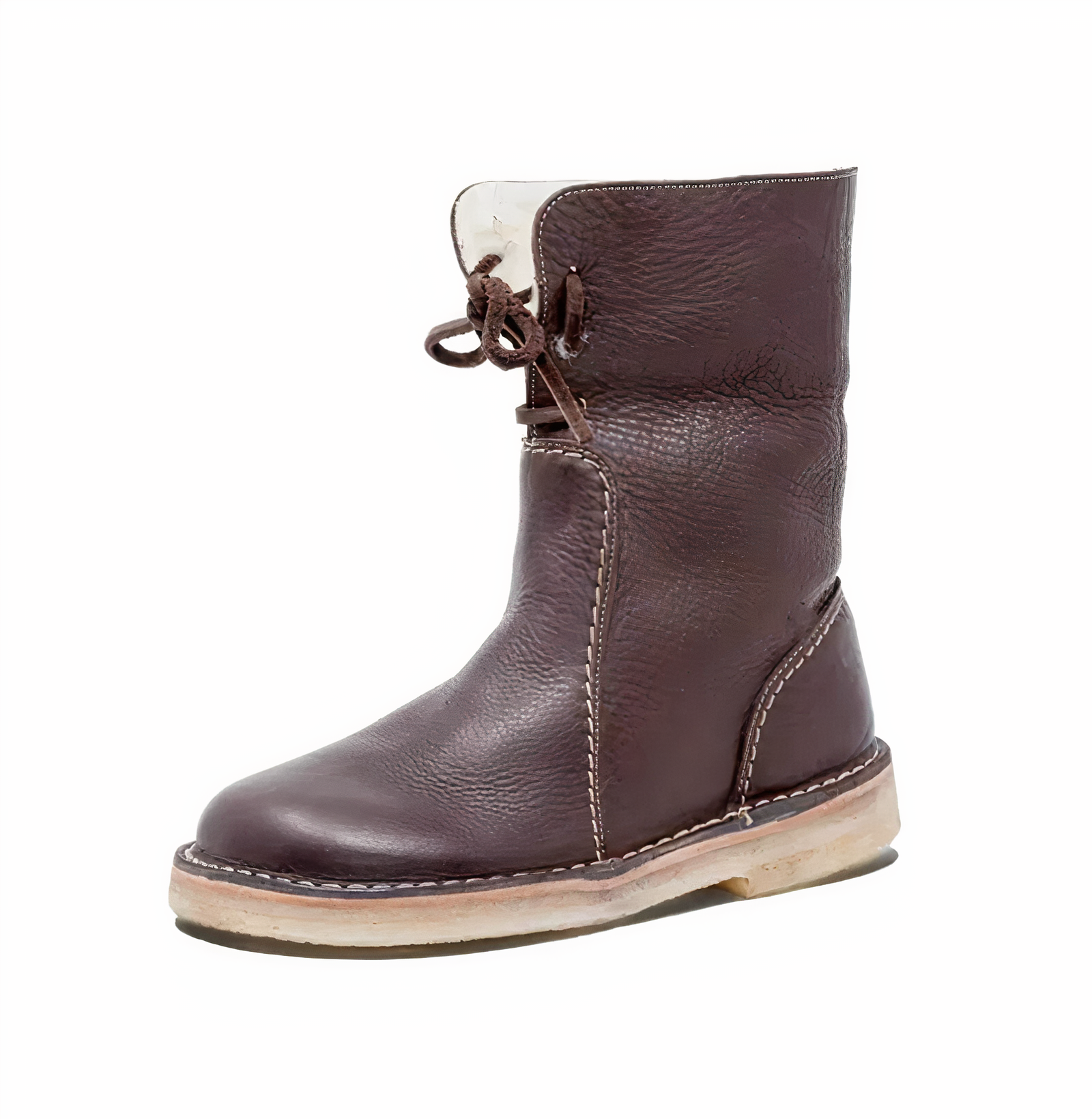 Bottes mi-mollet décontractées en cuir pour femmes