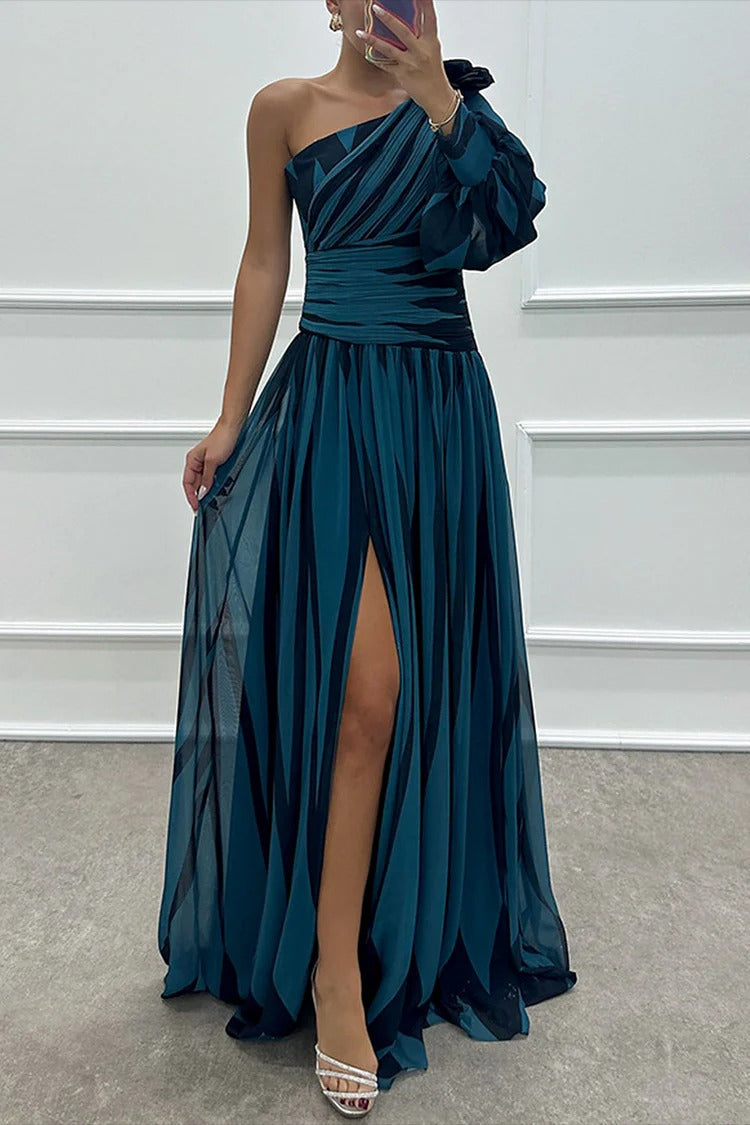 Robe longue plissée Astra Noir