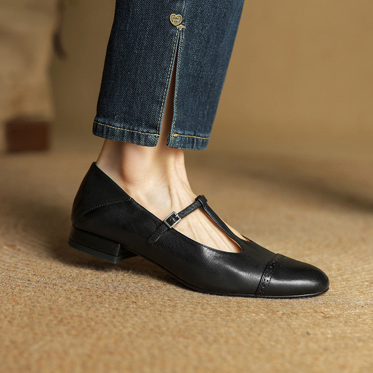 Ballerines en cuir véritable