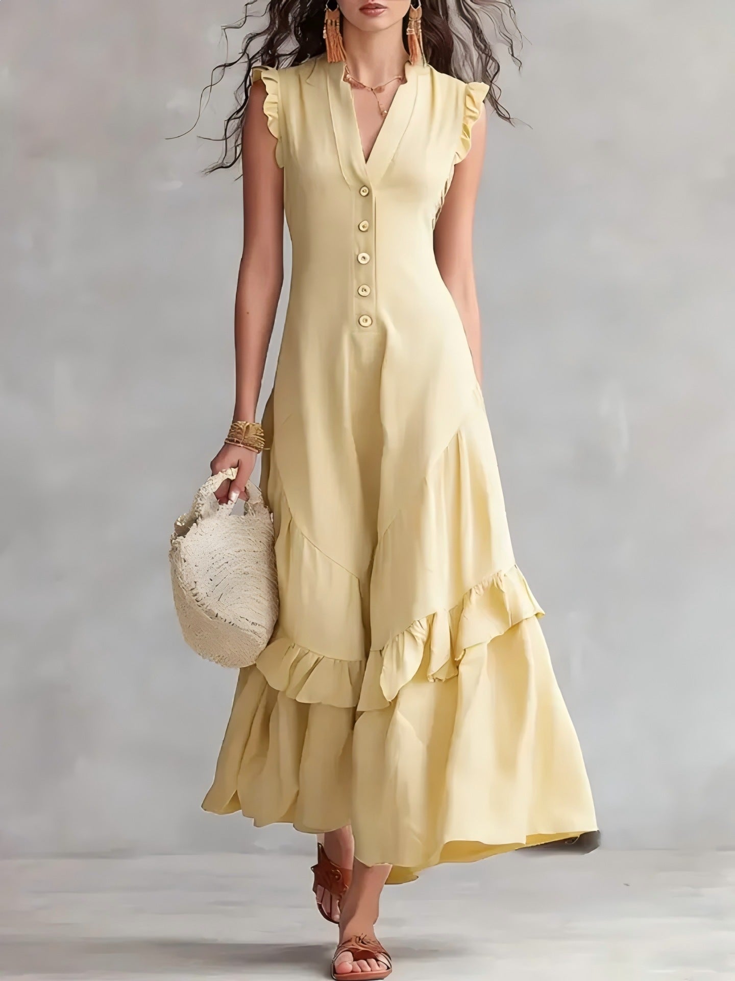 Robe longue à volants Valentina