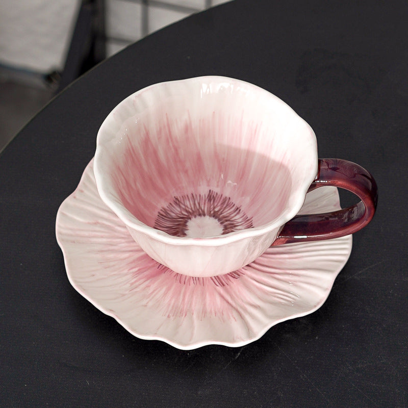 Service à thé avec tasses motifs coquelicots