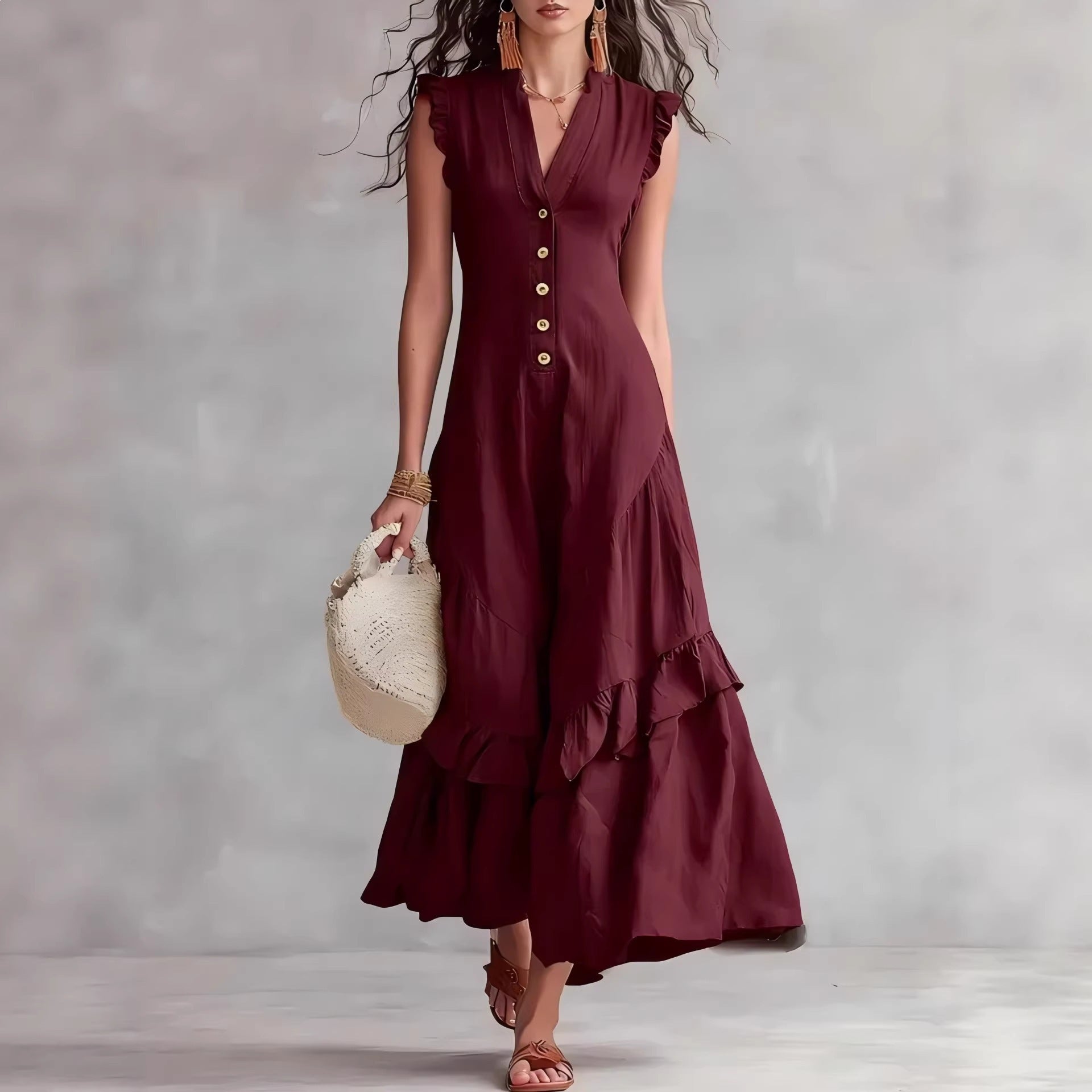 Robe longue à volants Valentina