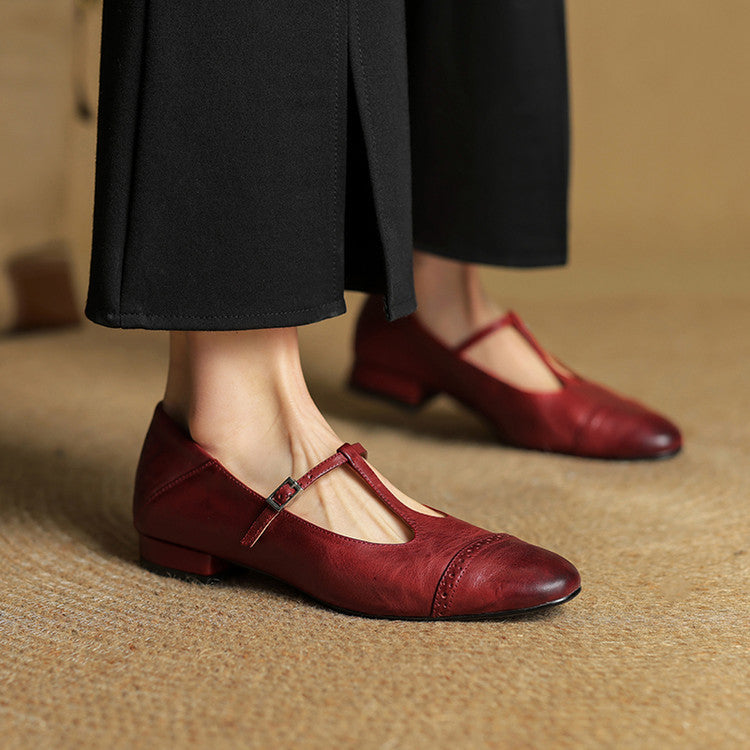 Ballerines en cuir véritable