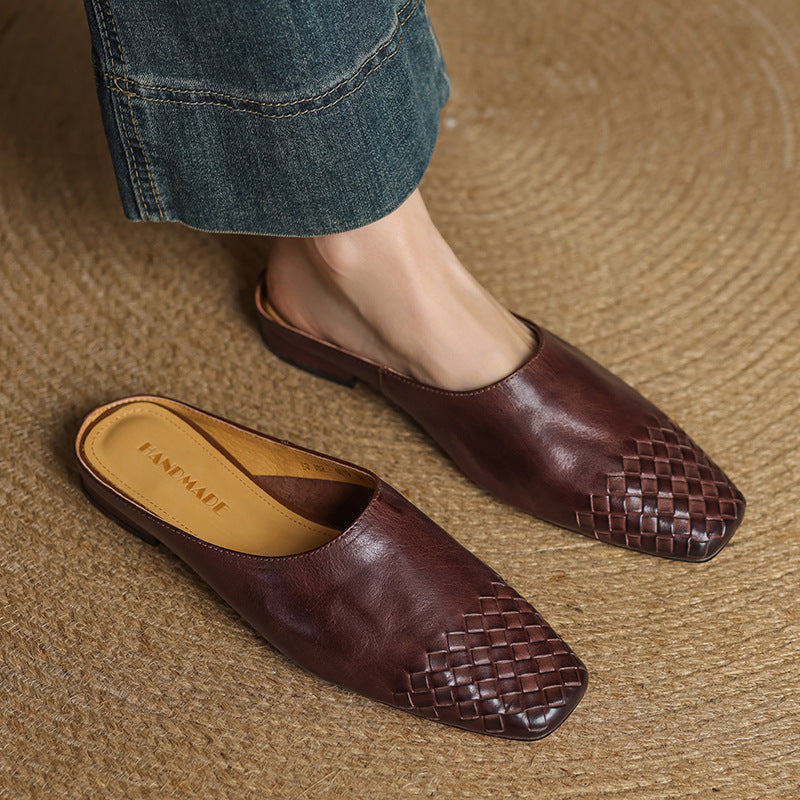 Mules en cuir véritable