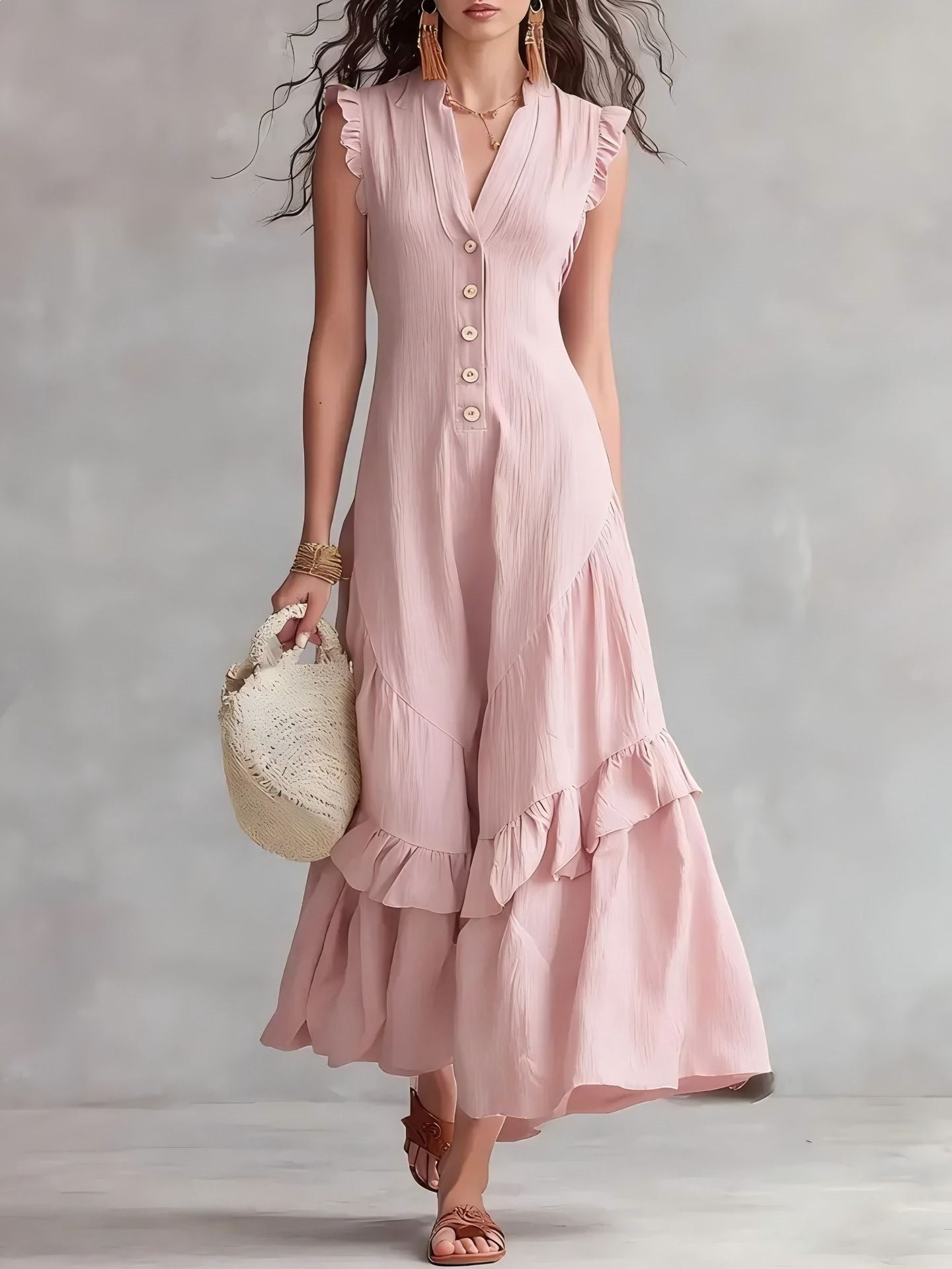 Robe longue à volants Valentina