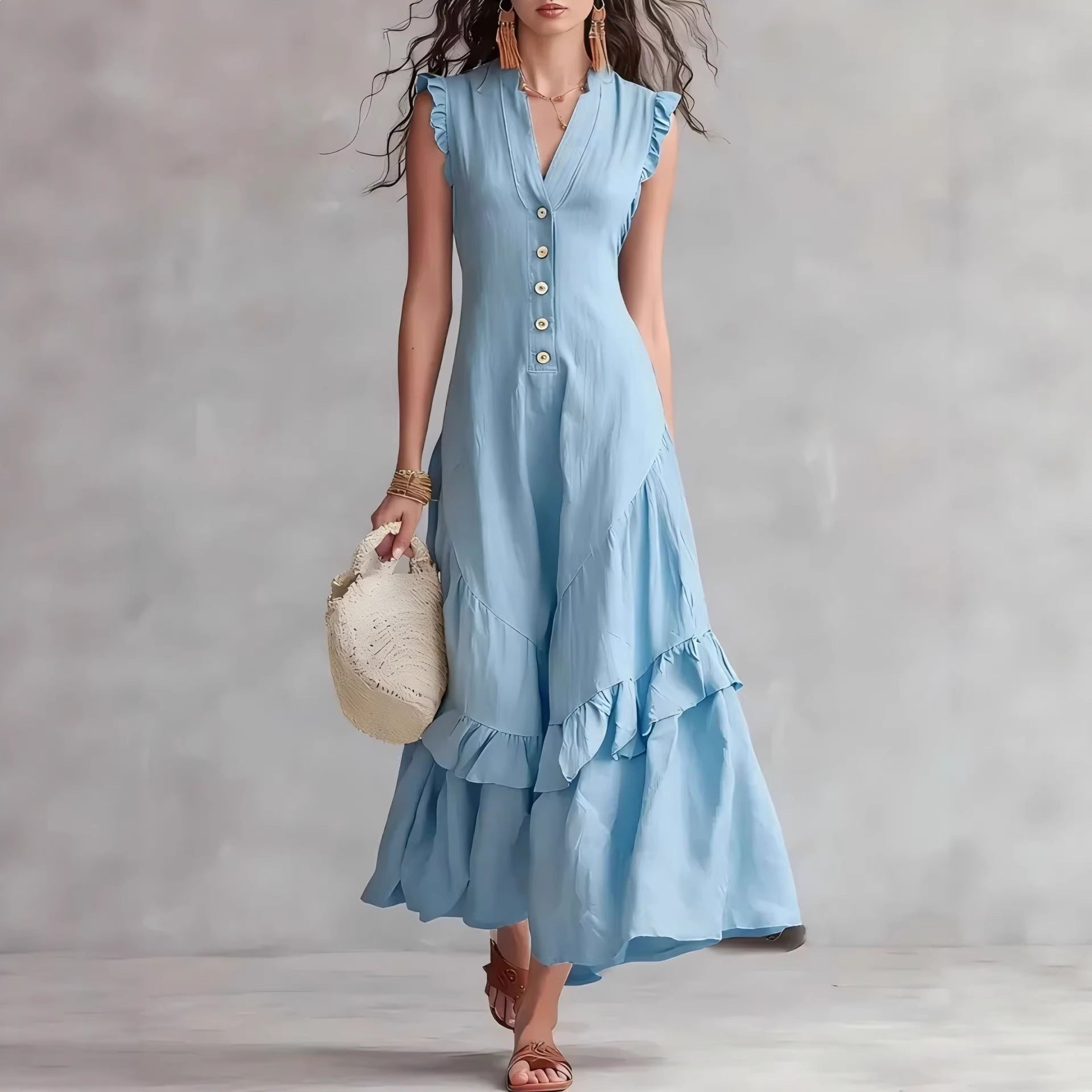 Robe longue à volants Valentina