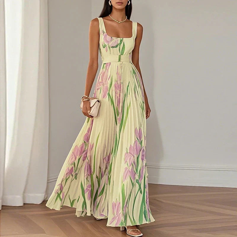 Grace | Robe longue évasée à fleurs