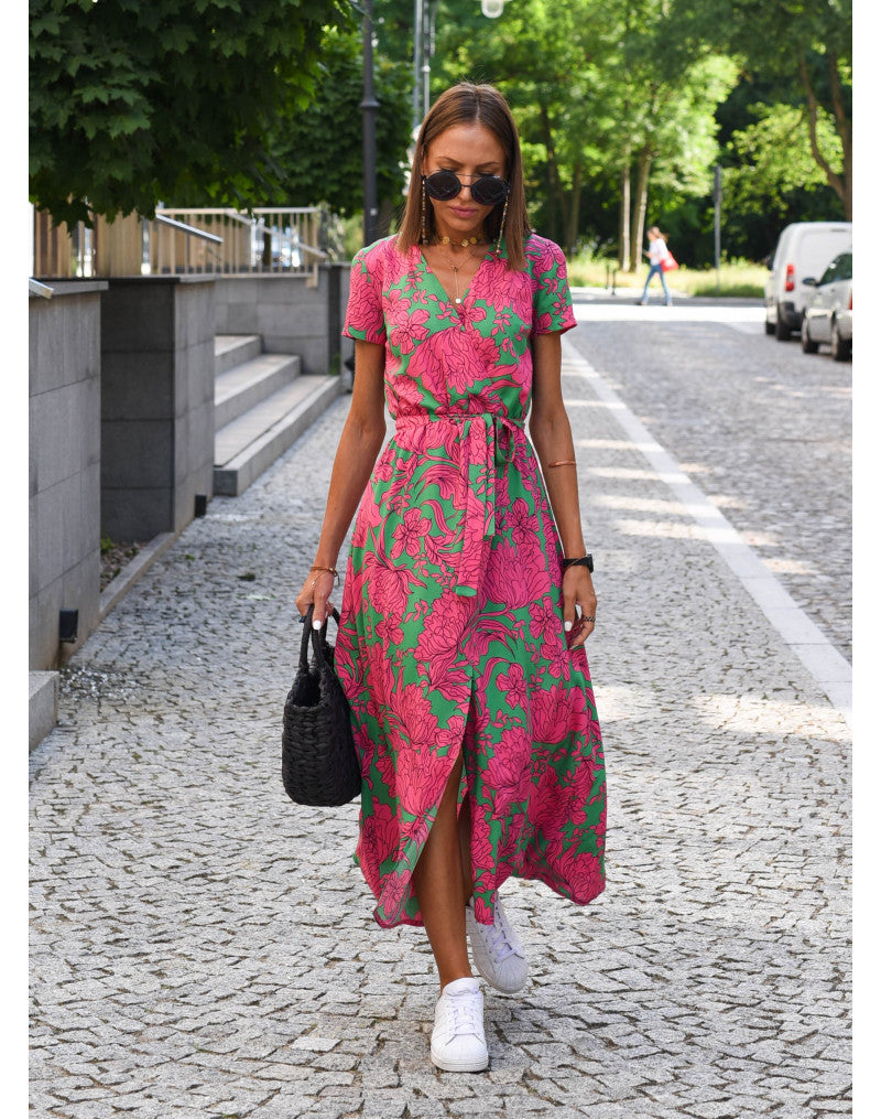Judy | Robe florale élégante à col en V