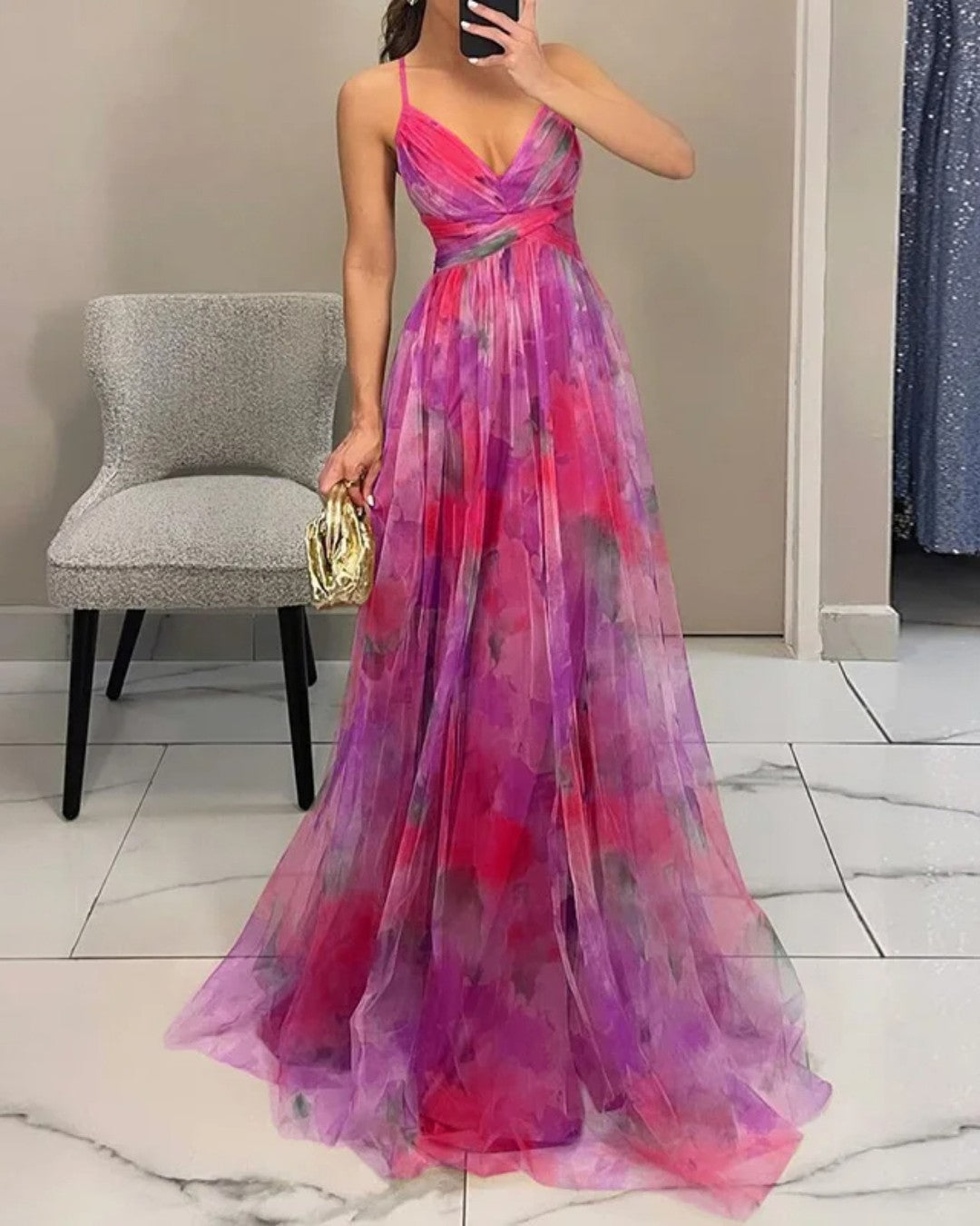 Marbella | Robe longue à fines bretelles