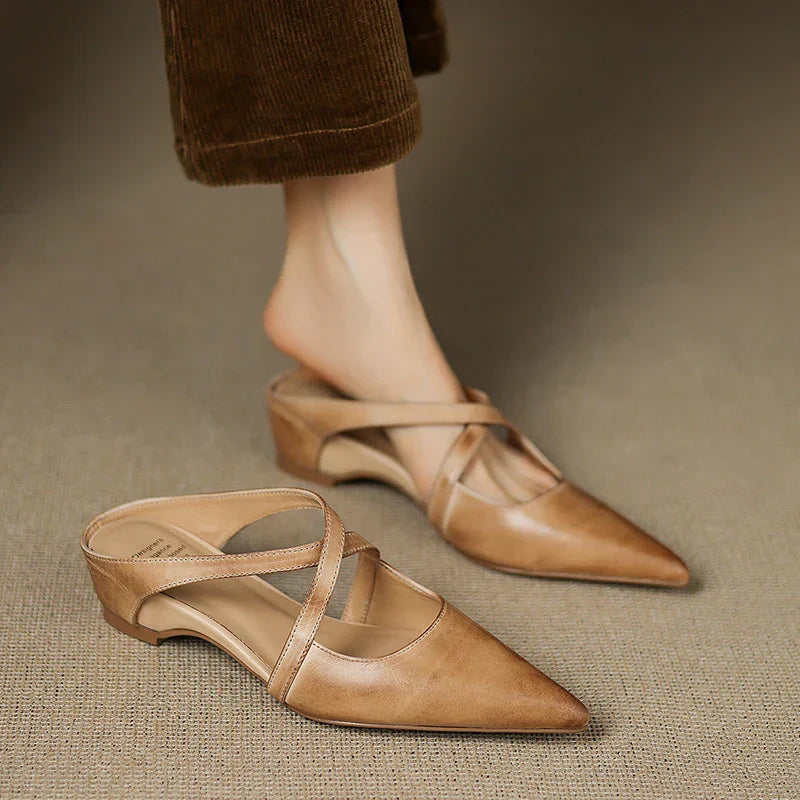Mules en cuir véritable