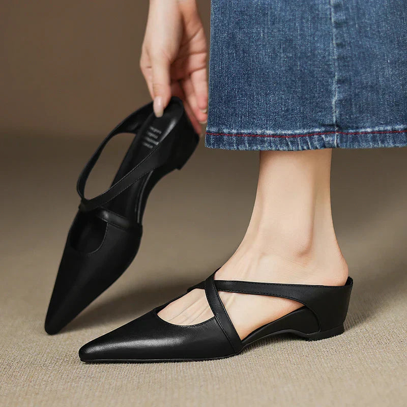 Mules en cuir véritable