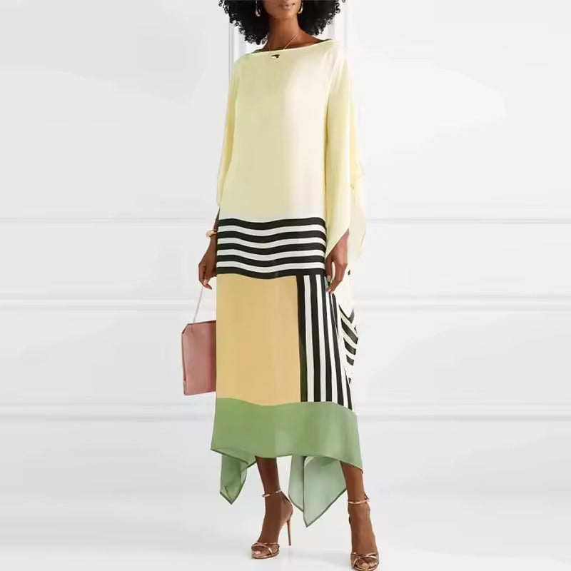 Xyrelvyn – Robe longue color-block élégante