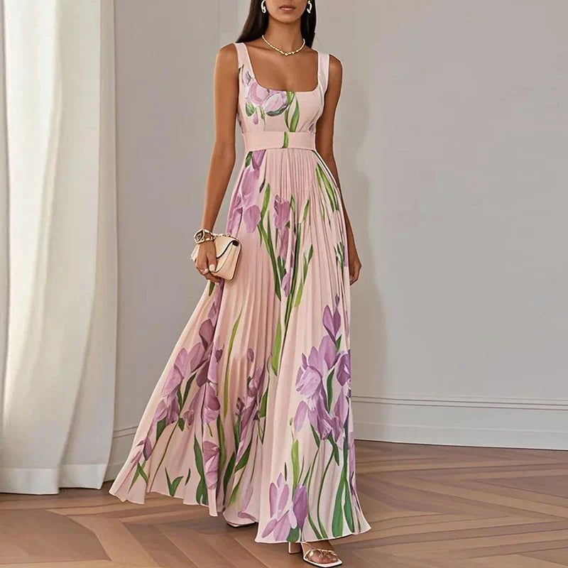 Grace | Robe longue évasée à fleurs