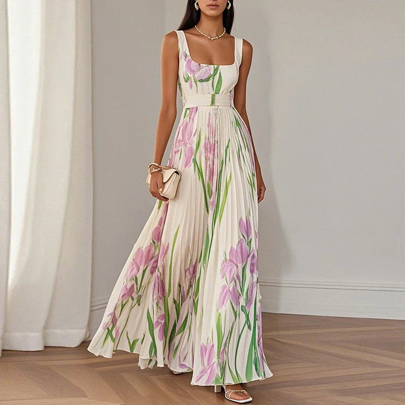 Grace | Robe longue évasée à fleurs