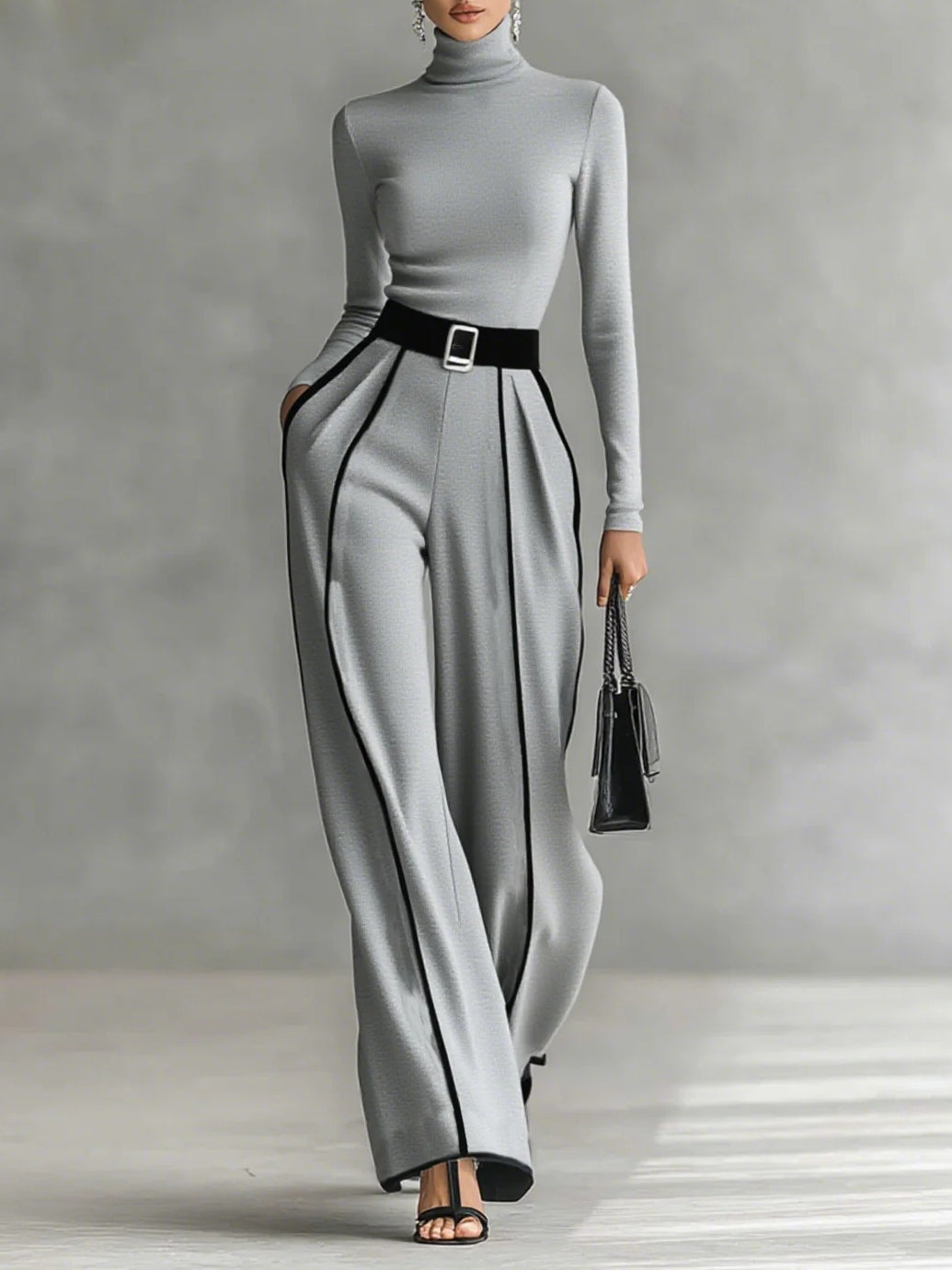 Ensemble haut à col montant et pantalon large Kinley