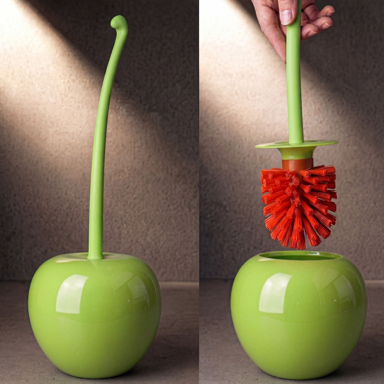 Ensemble brosse de toilette cerise