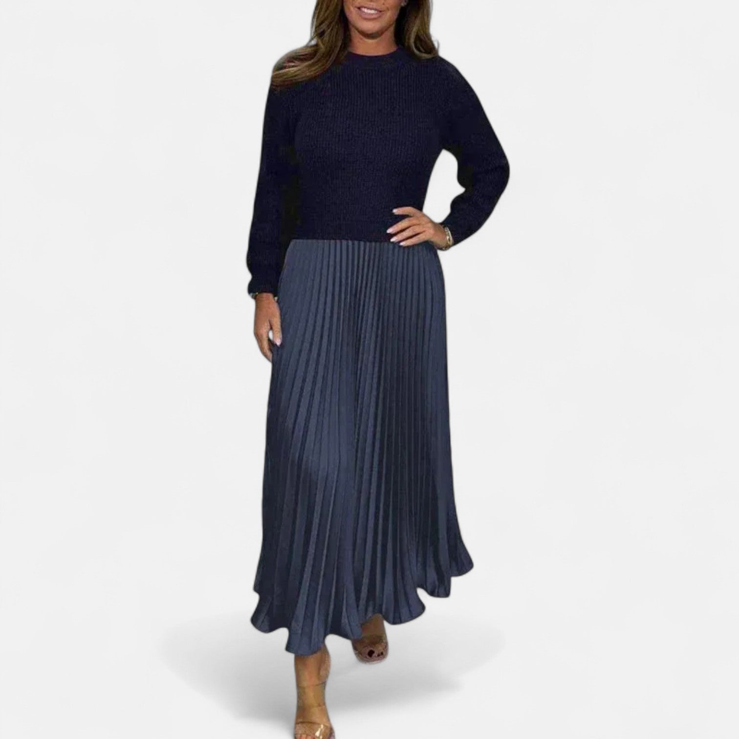 Claudia - Robe longue avec pull et jupe plissée