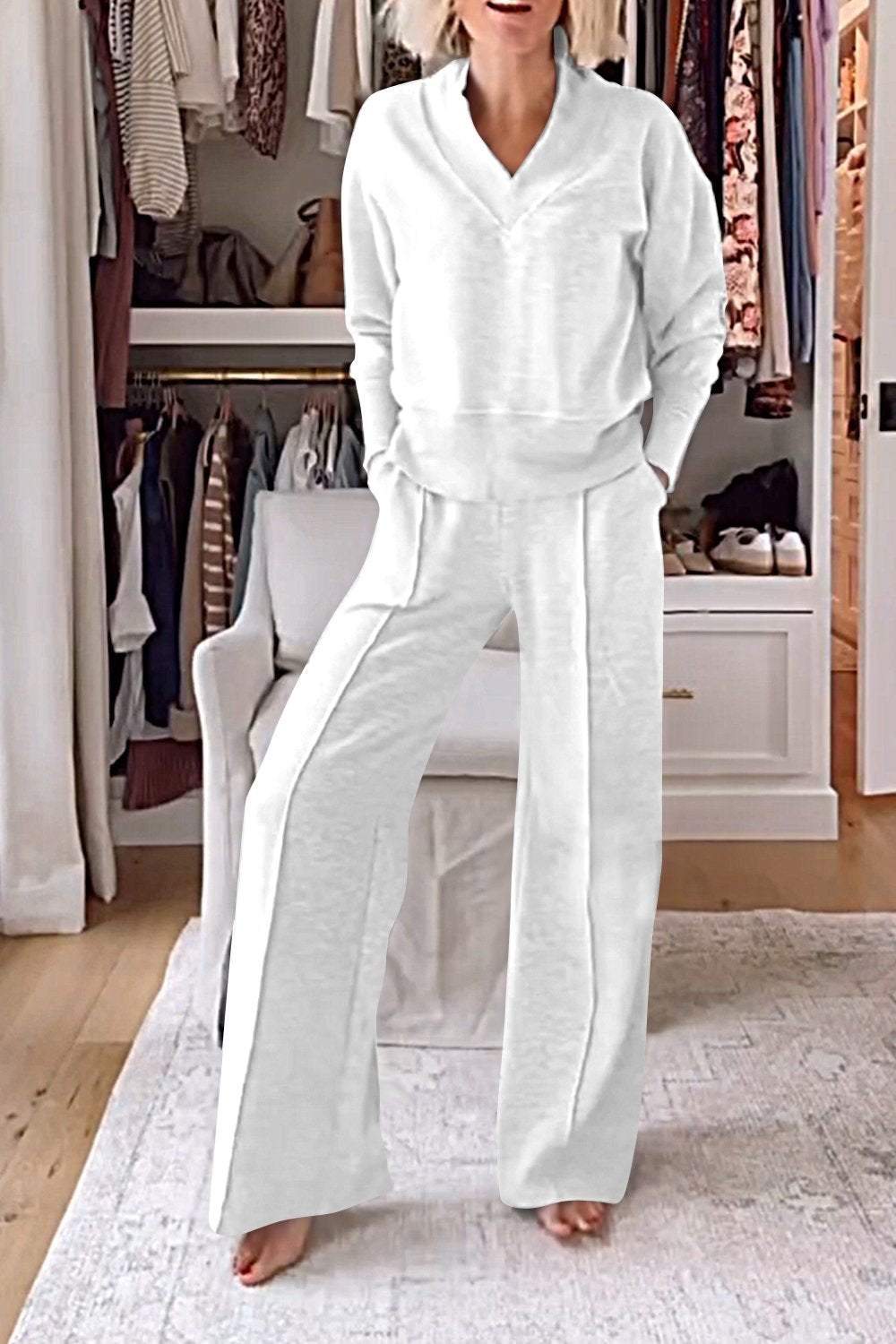Ensemble haut col V et pantalon Lyric