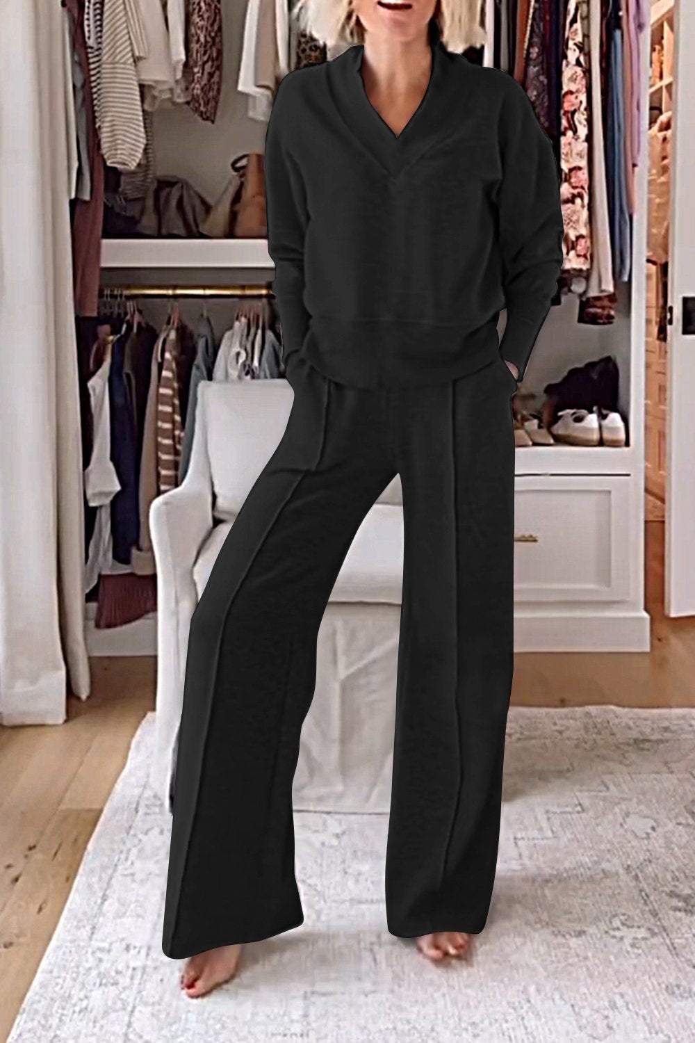 Ensemble haut col V et pantalon Lyric