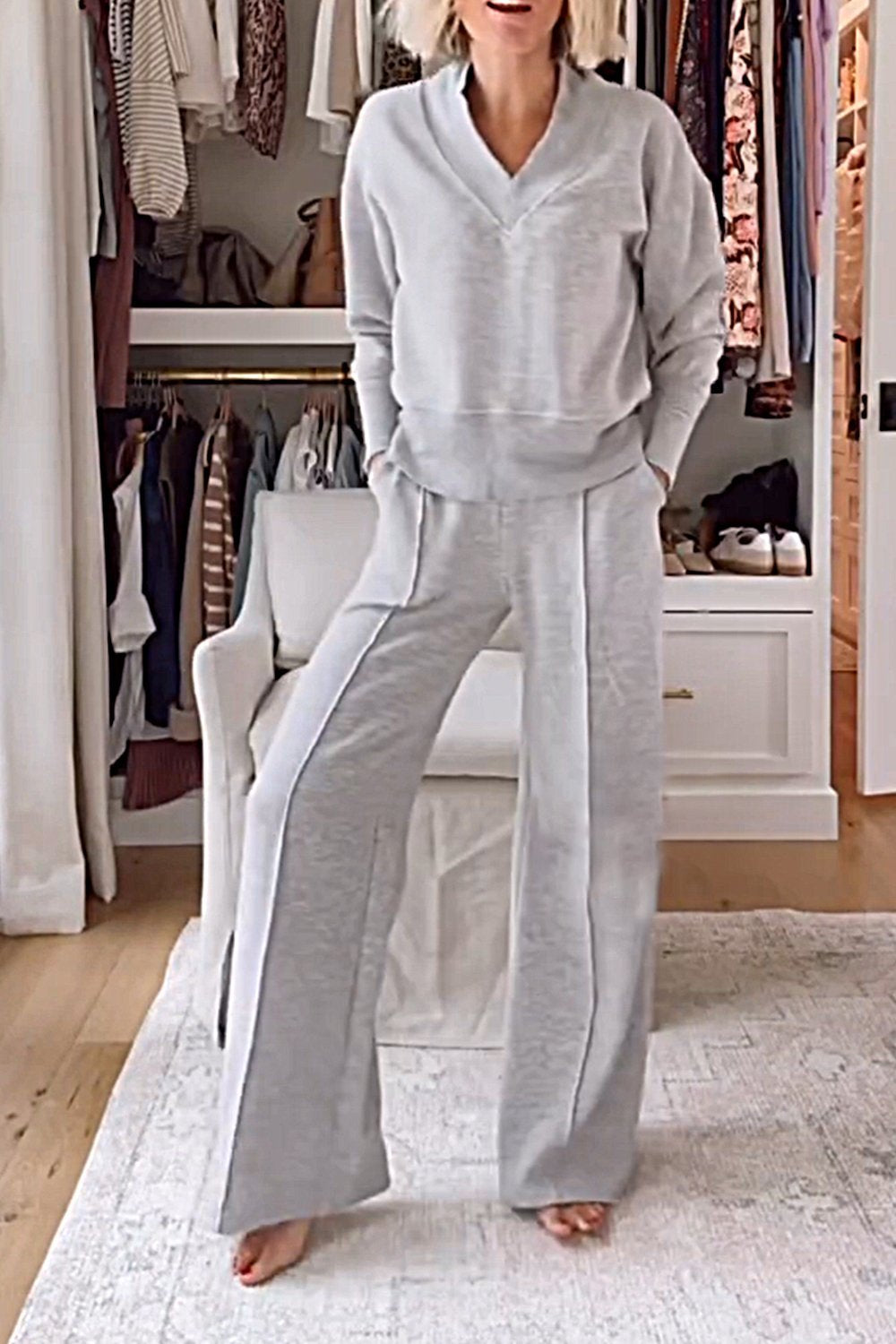 Ensemble haut col V et pantalon Lyric