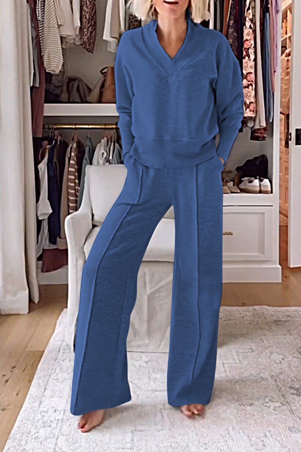 Ensemble haut col V et pantalon Lyric