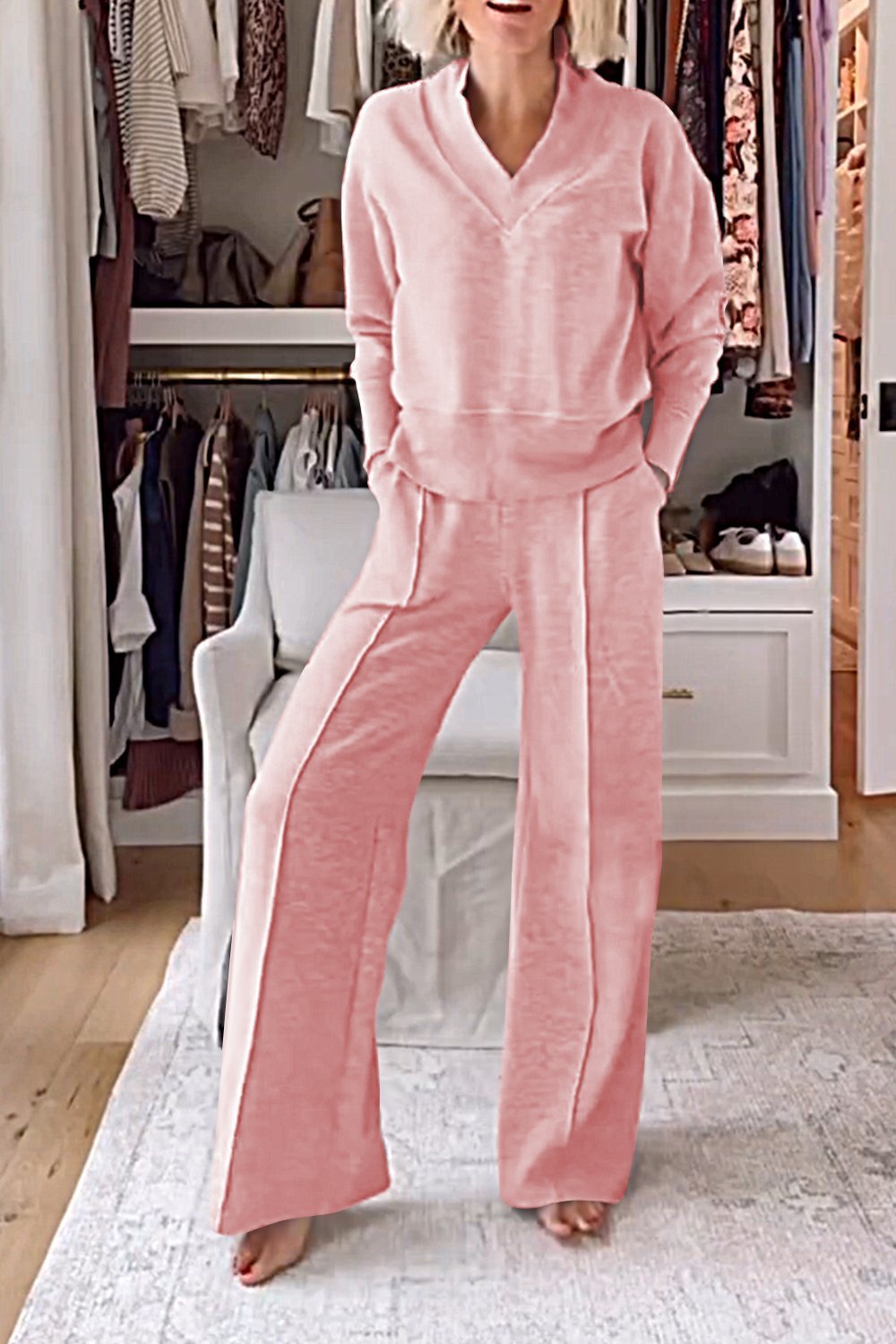 Ensemble haut col V et pantalon Lyric