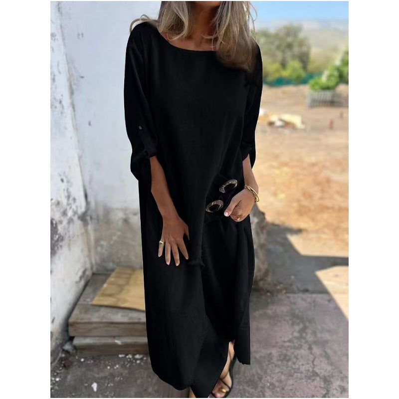 Nouvelle robe + pantalon en coton-lin - Ensemble deux pièces confortable