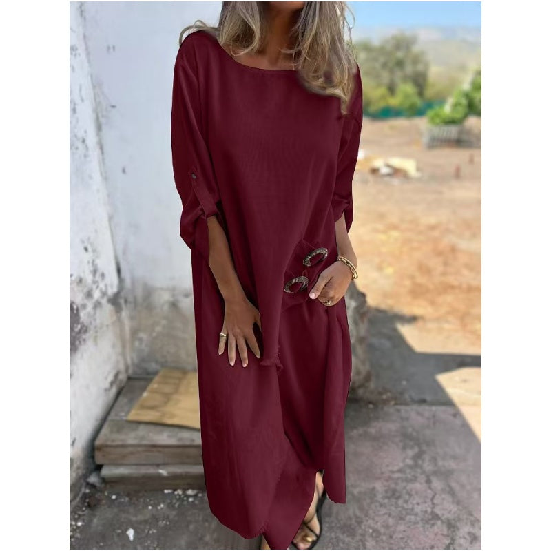 Nouvelle robe + pantalon en coton-lin - Ensemble deux pièces confortable