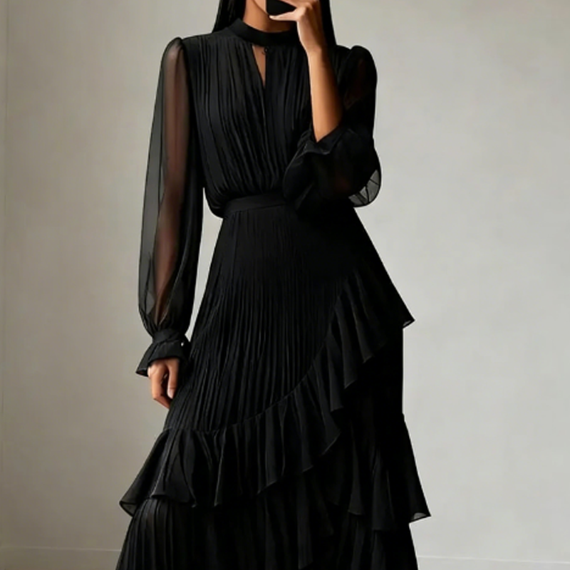 Anna – Robe Midi Plissée